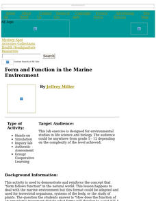 Form and Function in the Marine Environment Lesson Plan Form and Function in the Marine Environment Lesson Plan