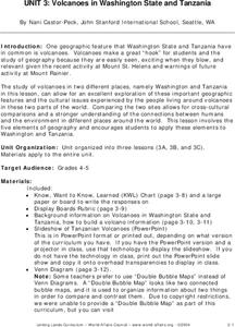 Volcanoes in Washington State and Tanzania Lesson Plan Volcanoes in Washington State and Tanzania Lesson Plan