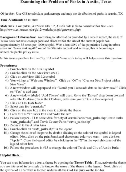 Park Problems Lesson Plan Park Problems Lesson Plan