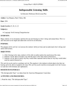 Indispensable Listening Skills Lesson Plan Indispensable Listening Skills Lesson Plan