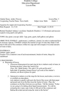 Liquid Measurement Lesson Plan Liquid Measurement Lesson Plan
