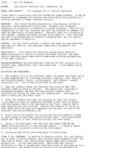 Let's Go Shopping Lesson Plan Let's Go Shopping Lesson Plan