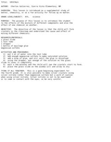 Crystals Lesson Plan Crystals Lesson Plan