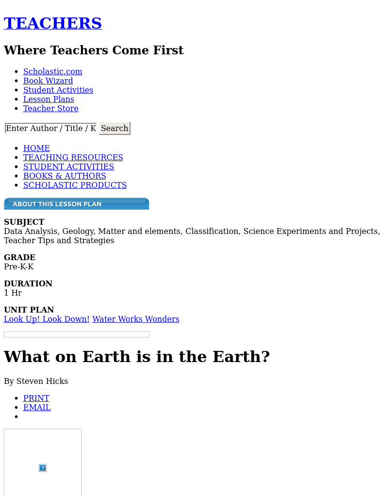 What on Earth is in the Earth? Lesson Plan What on Earth is in the Earth? Lesson Plan