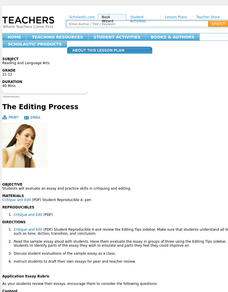 The Editing Process Lesson Plan The Editing Process Lesson Plan