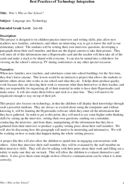 Who's Who at Our School Lesson Plan Who's Who at Our School Lesson Plan