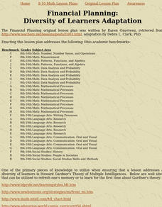 Financial Planning Lesson Plan Financial Planning Lesson Plan