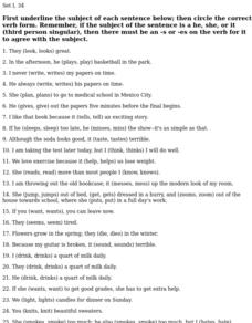Subject/Verb Agreement Worksheet Subject/Verb Agreement Worksheet