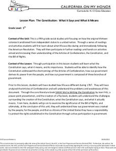 The Constitution: What It Says and What It Means Lesson Plan The Constitution: What It Says and What It Means Lesson Plan