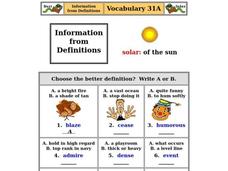 Information From Definitions Worksheet Information From Definitions Worksheet