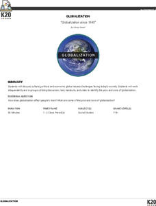 Globalization Since 1945 Lesson Plan Globalization Since 1945 Lesson Plan