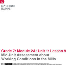 Mid-Unit Assessment about Working Conditions in the Mills Lesson Plan Mid-Unit Assessment about Working Conditions in the Mills Lesson Plan