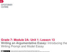 Writing an Argumentative Essay: Introducing the Writing Prompt and Model Essay Lesson Plan Writing an Argumentative Essay: Introducing the Writing Prompt and Model Essay Lesson Plan