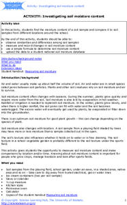 Investigating Soil Moisture Content Activity Investigating Soil Moisture Content Activity