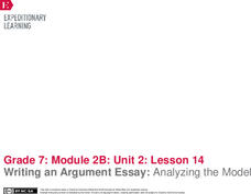 Writing an Argument Essay: Analyzing the Model Lesson Plan Writing an Argument Essay: Analyzing the Model Lesson Plan