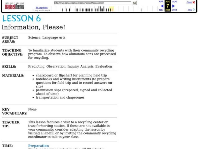 Information, Please! Lesson Plan Information, Please! Lesson Plan