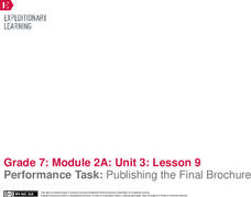 Performance Task: Publishing the Final Brochure Lesson Plan Performance Task: Publishing the Final Brochure Lesson Plan