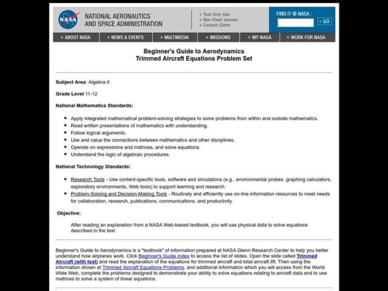 Trimmed Aircraft Equations Problem Set Lesson Plan Trimmed Aircraft Equations Problem Set Lesson Plan