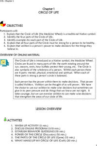 Chapter 1: Circle of Life Lesson Plan Chapter 1: Circle of Life Lesson Plan