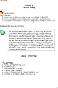 Chapter 3: Decision Making Lesson Plan Chapter 3: Decision Making Lesson Plan