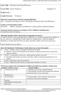 Family Traditions Lesson Plan Family Traditions Lesson Plan