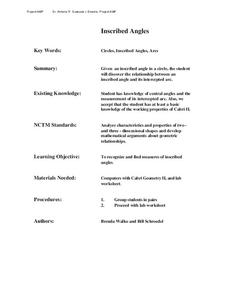 Inscribed Angles Lesson Plan Inscribed Angles Lesson Plan