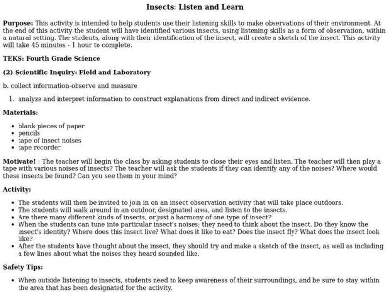 Insects: Listen and Learn Unknown Type Insects: Listen and Learn Unknown Type