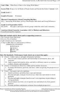 Respect for All Kinds of People Inside and Outside the School Lesson Plan Respect for All Kinds of People Inside and Outside the School Lesson Plan