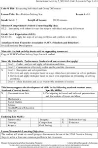 Be a Problem Solving Star Lesson Plan Be a Problem Solving Star Lesson Plan