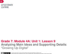 Analyzing Main Ideas and Supporting Details: “Growing Up Digital” Lesson Plan Analyzing Main Ideas and Supporting Details: “Growing Up Digital” Lesson Plan