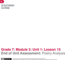 End of Unit Assessment: Poetry Analysis Lesson Plan End of Unit Assessment: Poetry Analysis Lesson Plan