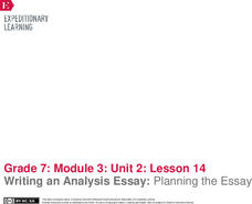 Writing an Analysis Essay: Planning the Essay Lesson Plan Writing an Analysis Essay: Planning the Essay Lesson Plan