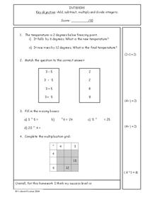 Integers Worksheet Integers Worksheet