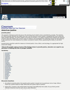 American Justice: Juvenile Justice Lesson Plan American Justice: Juvenile Justice Lesson Plan
