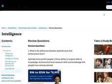 Intelligence Worksheet Intelligence Worksheet