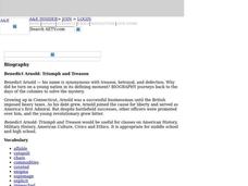 Benedict Arnold: Triumph and Treason Lesson Plan Benedict Arnold: Triumph and Treason Lesson Plan