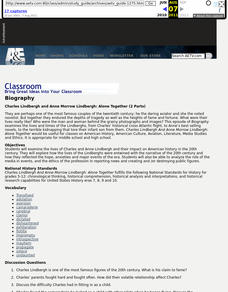 Charles Lindbergh and Anne Morrow Lindbergh: Alone Together Lesson Plan Charles Lindbergh and Anne Morrow Lindbergh: Alone Together Lesson Plan
