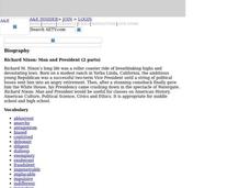 Richard Nixon: Man and President (2 parts) Lesson Plan Richard Nixon: Man and President (2 parts) Lesson Plan