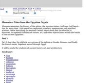 Mummies: Tales from the Egyptian Crypts Part II Lesson Plan Mummies: Tales from the Egyptian Crypts Part II Lesson Plan