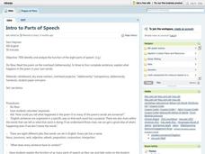 Intro to Parts of Speech Lesson Plan Intro to Parts of Speech Lesson Plan