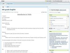 Introduction to Verbs Lesson Plan Introduction to Verbs Lesson Plan