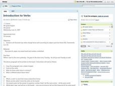 Introduction to Verbs Lesson Plan Introduction to Verbs Lesson Plan