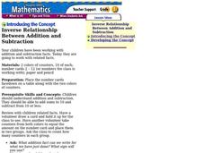 Inverse Relationship Between Addition and subtraction Lesson Plan Inverse Relationship Between Addition and subtraction Lesson Plan