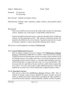 Investigating Volume Lesson Plan Investigating Volume Lesson Plan