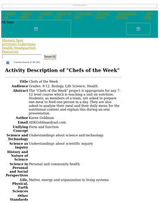 Chefs of the Week Lesson Plan Chefs of the Week Lesson Plan