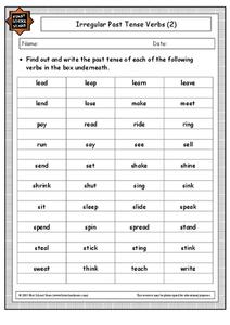 Irregular Past Tense Verbs Worksheet Irregular Past Tense Verbs Worksheet