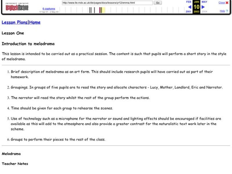 Introduction to Melodrama Lesson Plan Introduction to Melodrama Lesson Plan