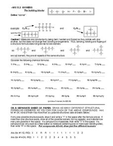 Isomers Worksheet Isomers Worksheet