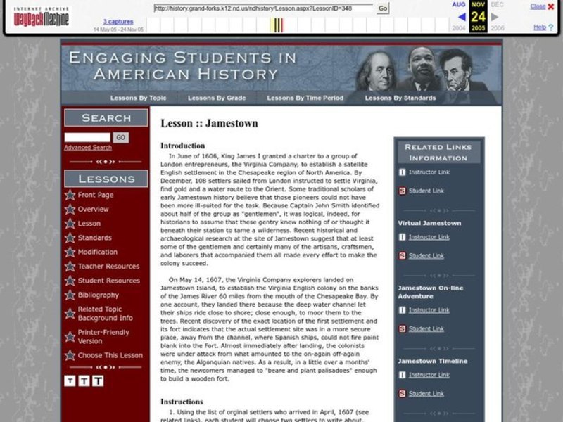 Jamestown Lesson Plan Jamestown Lesson Plan