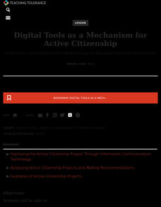 Digital Tools as a Mechanism for Active Citizenship Lesson Plan Digital Tools as a Mechanism for Active Citizenship Lesson Plan
